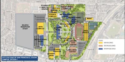 City college of San Francisco კამპუსში რუკა