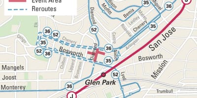 რუკა glen პარკის San Francisco