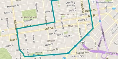რუკა hayes ხეობაში San Francisco