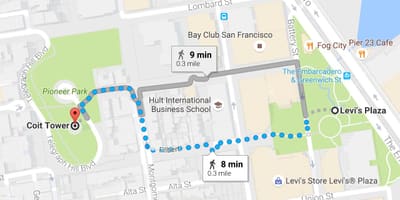 რუკა San Francisco თვითმმართველობის მართვადი walking ტური