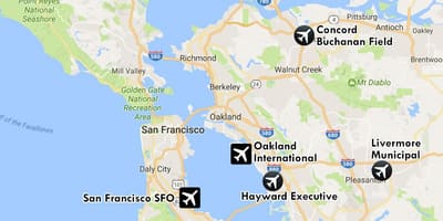 აეროპორტებში უახლოეს San Francisco რუკა